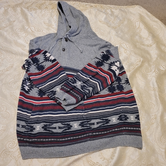 American Eagle Men's Southwestern Hooded Sweater Kangaroo Pocket Size XXL - Picture 4 of 10
